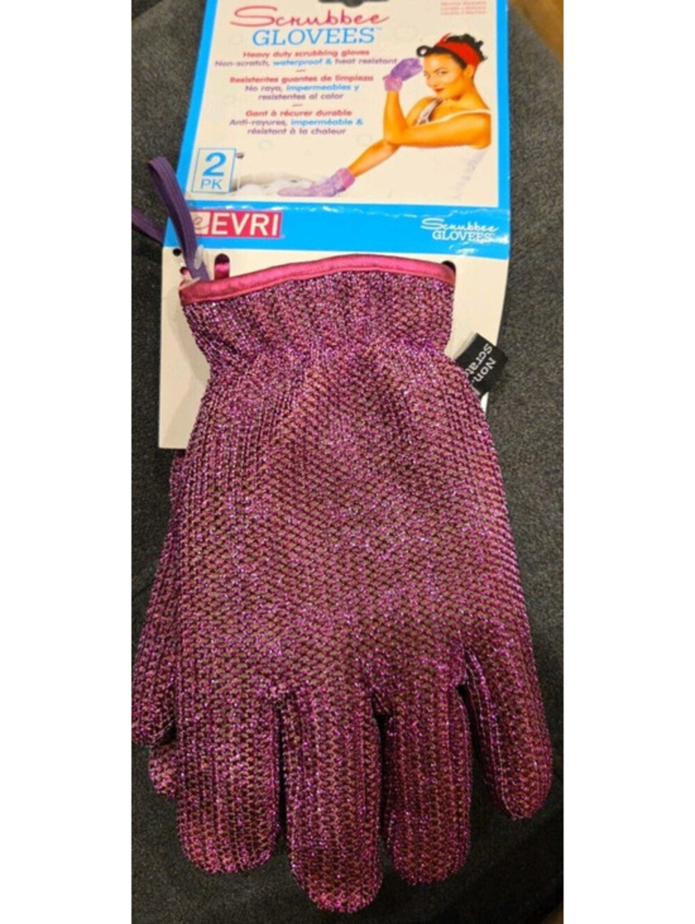 Evri Scrubbee Cleaning Gloves 2 Pack Dishwashing Scrubber Gloves Kitchen Scrub G
